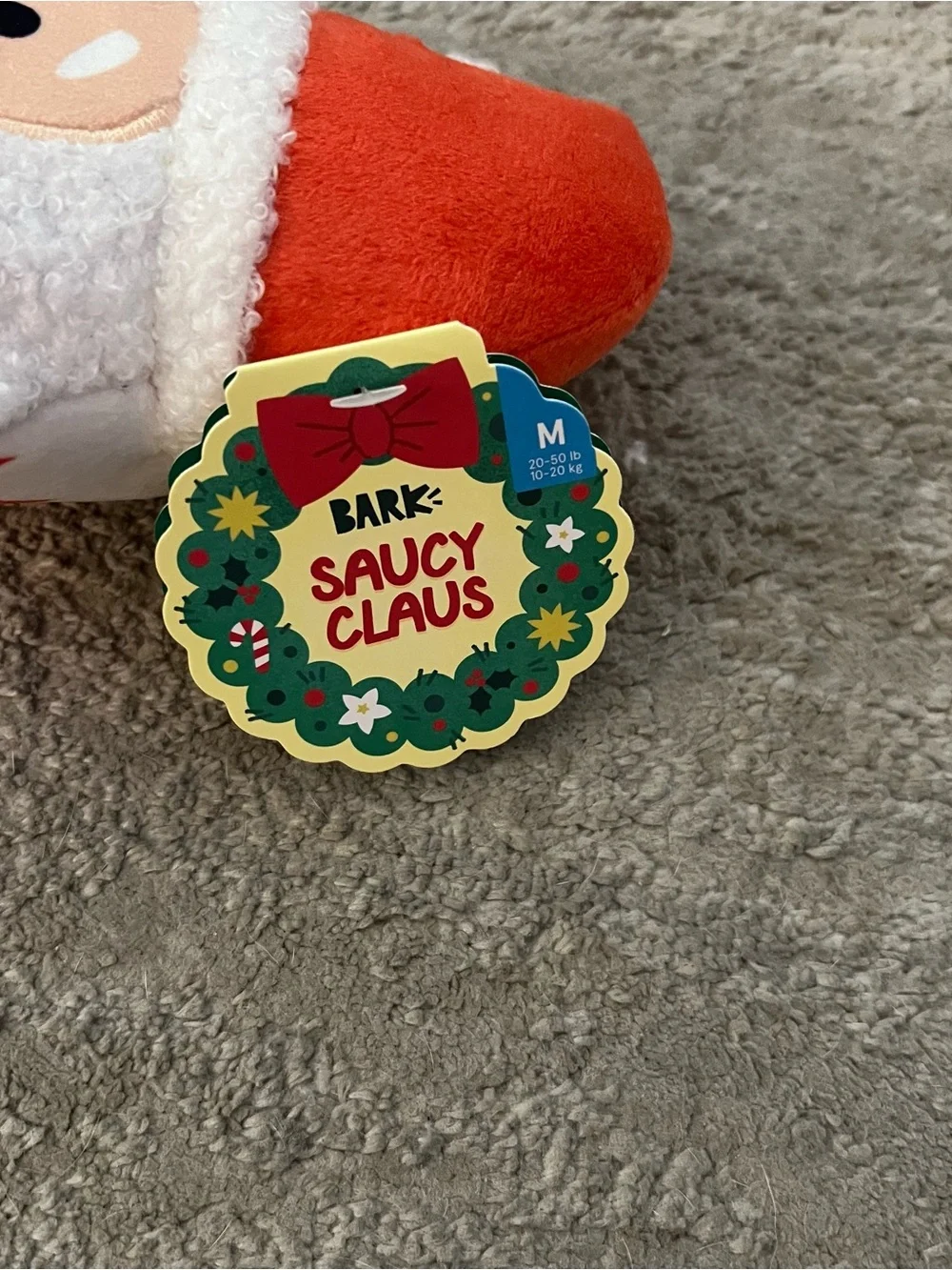 NWT Bark Saucy Claus Dog Toy